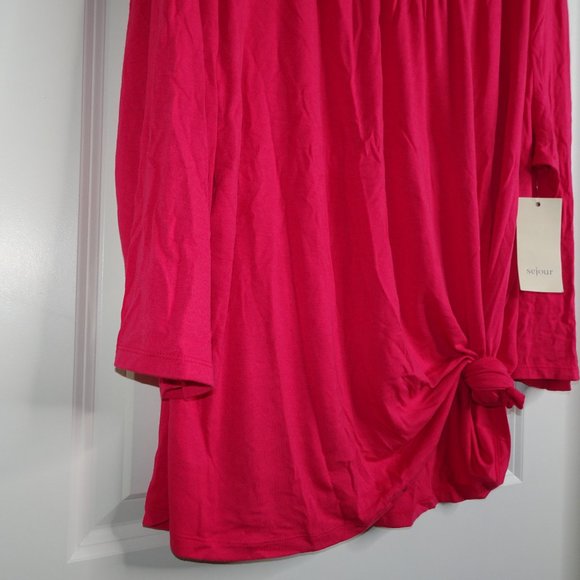 NWT Sejour Nordstrom Pink Plus Size Long Sleeve Tee Blouse - Picture 4 of 6